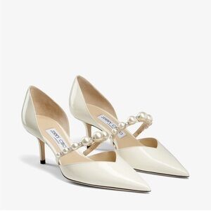 Jimmy Choo Aurelie Patent Leather Pearl Embellishment Heel